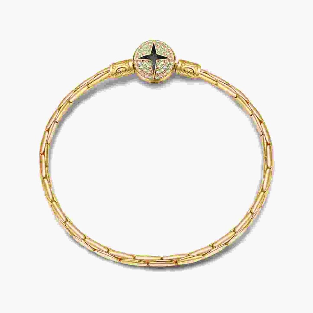 Sterling Silver 14k Gold Plated Enamel with Crystal Clasp
